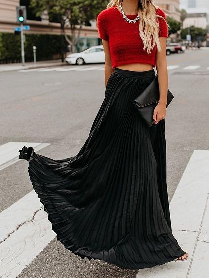 Women Fashion Casual Skirt Girls High Waist Long Skirts from Eternal Gleams