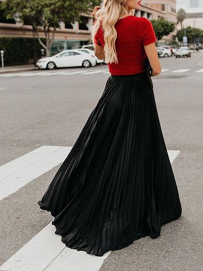 Women Fashion Casual Skirt Girls High Waist Long Skirts from Eternal Gleams