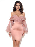 Dreamy Aura: One-Shoulder Lantern Sleeve Dress from Eternal Gleams