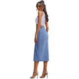 Button Irregular Slit denim High Waist Skirt from Eternal Gleams