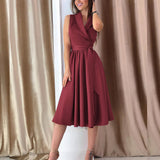 Midi Dress Casual Sleeveless Belt Dress Female New from Eternal Gleams