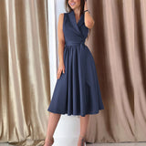 Midi Dress Casual Sleeveless Belt Dress Female New from Eternal Gleams