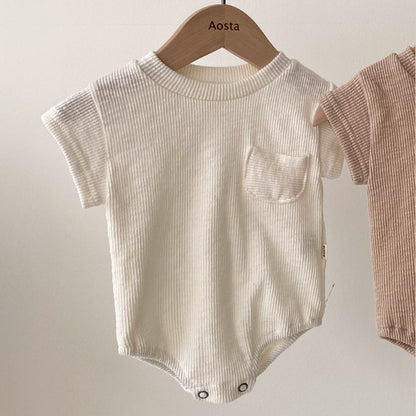 Sommer-Baby-Strampler – Dreieckstaschen-Shorts, lockere Passform – Baumwolle (Größen 70–100 cm)