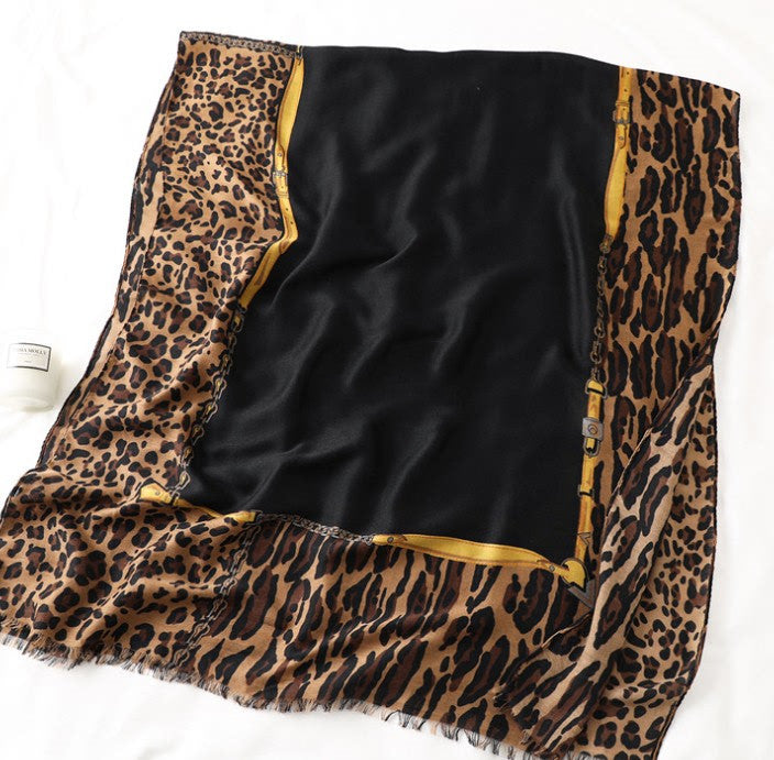 Wild Elegance: Leopard Print Gauze Scarf from Eternal Gleams