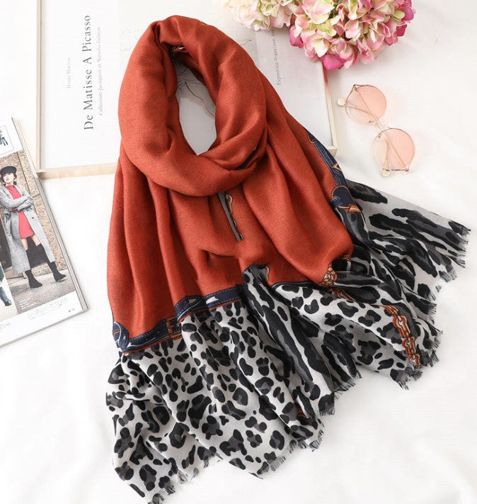 Wild Elegance: Leopard Print Gauze Scarf from Eternal Gleams