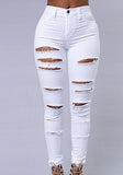 High Quality Women Casual Hole Jeans High Waist Skinny Pant Pencil Jeans Ripped Sexy Female Girls Trousers Denim Jeans from Eternal Gleams