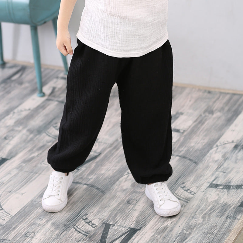 Summer Boys And Girls Cotton And Linen Mosquito Pants Thin Section from Eternal Gleams