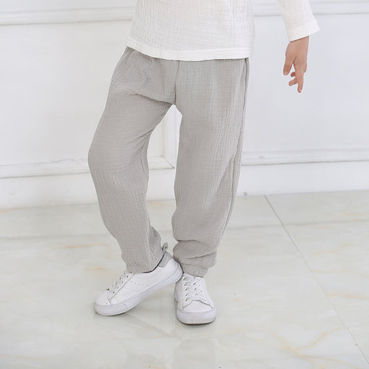 Summer Boys And Girls Cotton And Linen Mosquito Pants Thin Section from Eternal Gleams