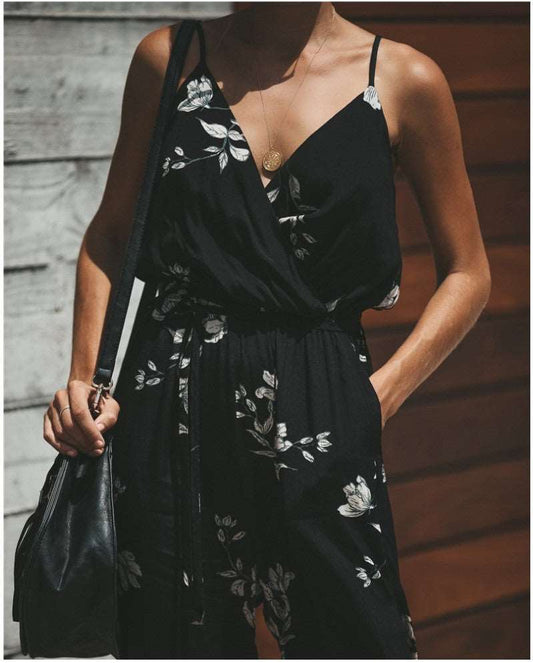 Flaunt Your Style: Printed Sexy Backless Jumpsuit