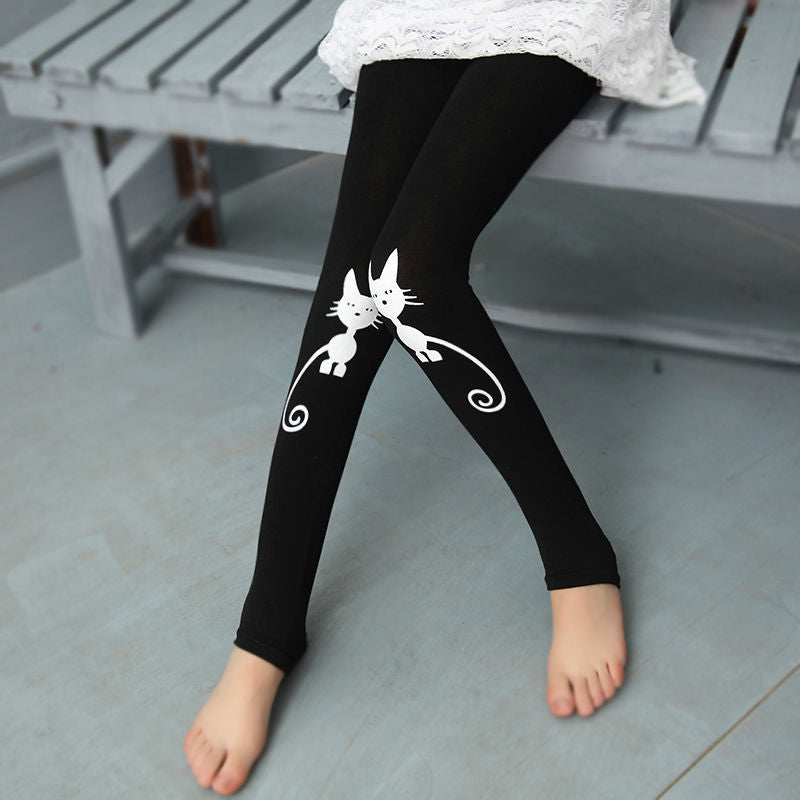 Little White Cat Leggings - Girls' Spring & Autumn Collection from Eternal Gleams