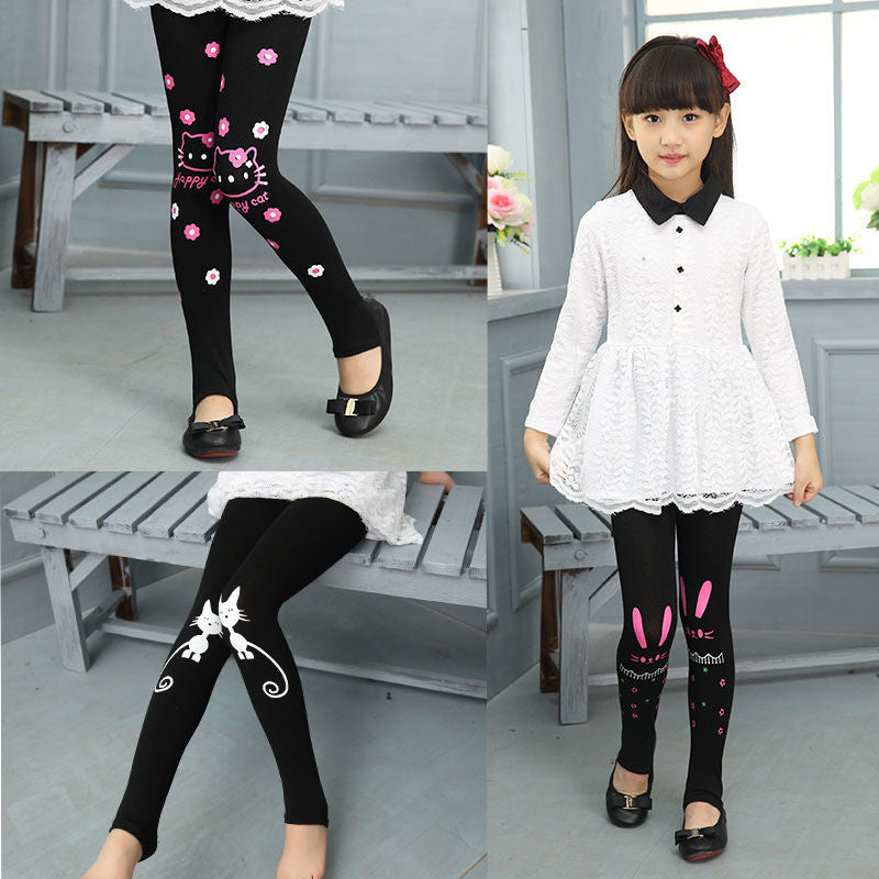 Little White Cat Leggings - Girls' Spring & Autumn Collection from Eternal Gleams