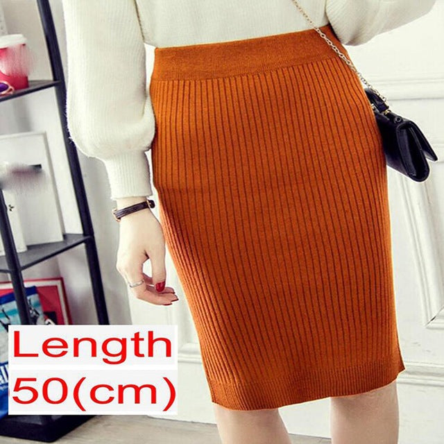 Women Office Skirt Spring Warm Knitted Pencil Skirts Ladies from Eternal Gleams