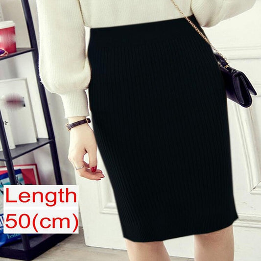 Women Office Skirt Spring Warm Knitted Pencil Skirts Ladies from Eternal Gleams