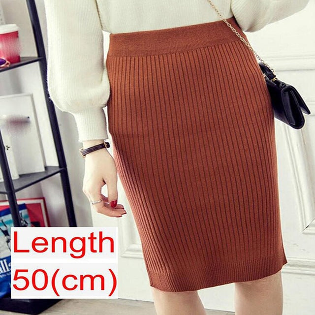 Women Office Skirt Spring Warm Knitted Pencil Skirts Ladies from Eternal Gleams