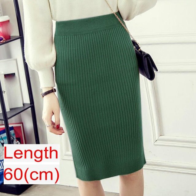 Women Office Skirt Spring Warm Knitted Pencil Skirts Ladies from Eternal Gleams