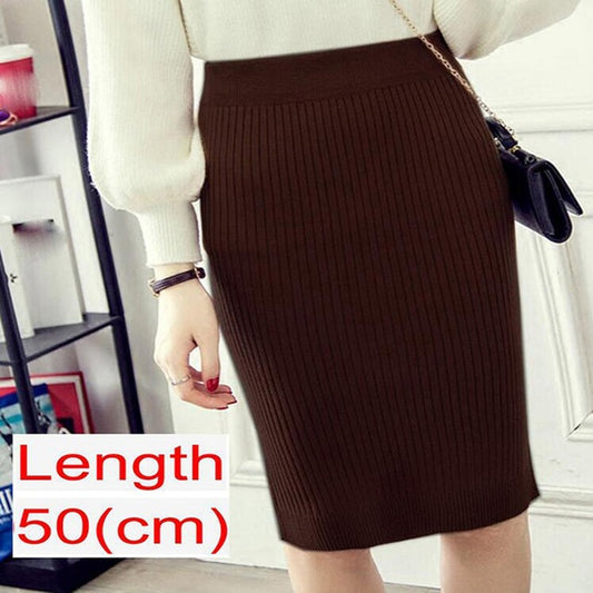 Women Office Skirt Spring Warm Knitted Pencil Skirts Ladies from Eternal Gleams