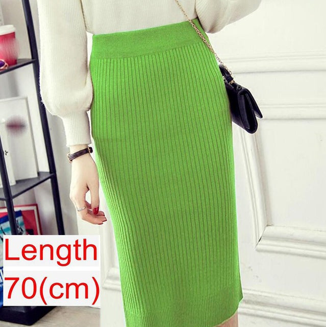 Women Office Skirt Spring Warm Knitted Pencil Skirts Ladies from Eternal Gleams