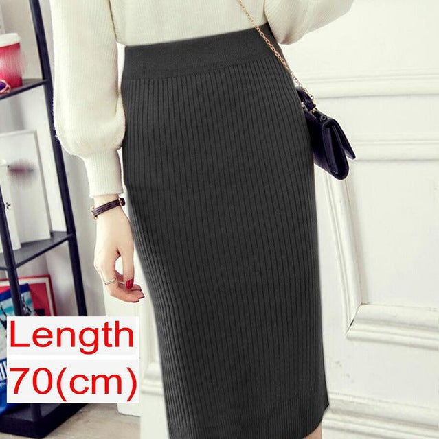 Women Office Skirt Spring Warm Knitted Pencil Skirts Ladies from Eternal Gleams