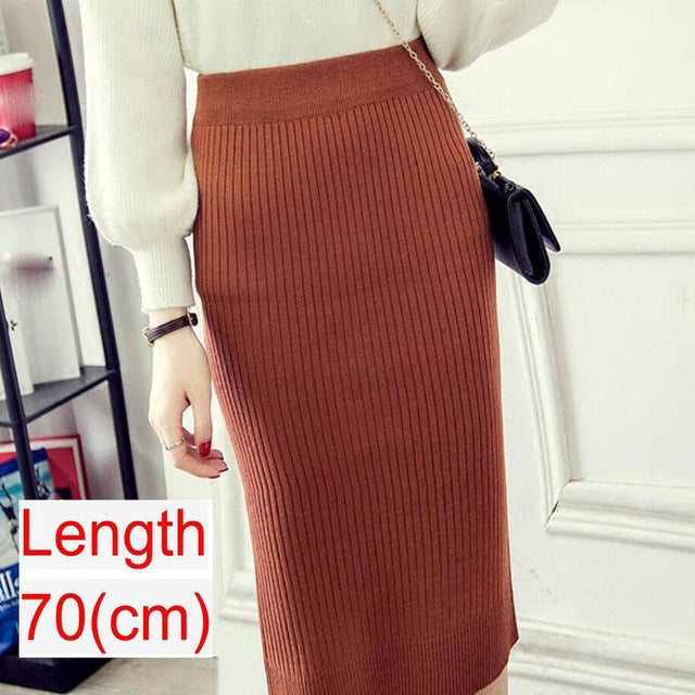 Women Office Skirt Spring Warm Knitted Pencil Skirts Ladies from Eternal Gleams