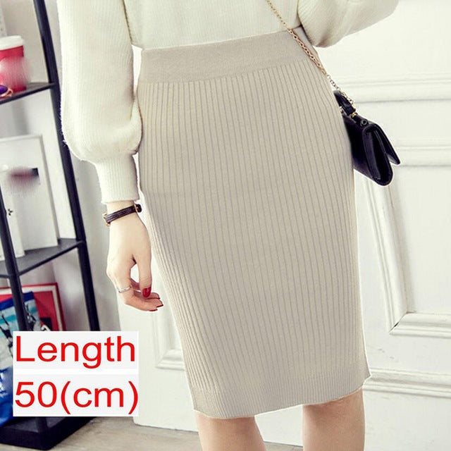 Women Office Skirt Spring Warm Knitted Pencil Skirts Ladies from Eternal Gleams