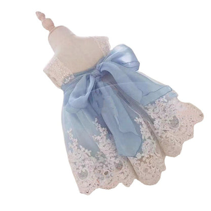 Ocean Blue Princess Birthday Dress for Baby Girls