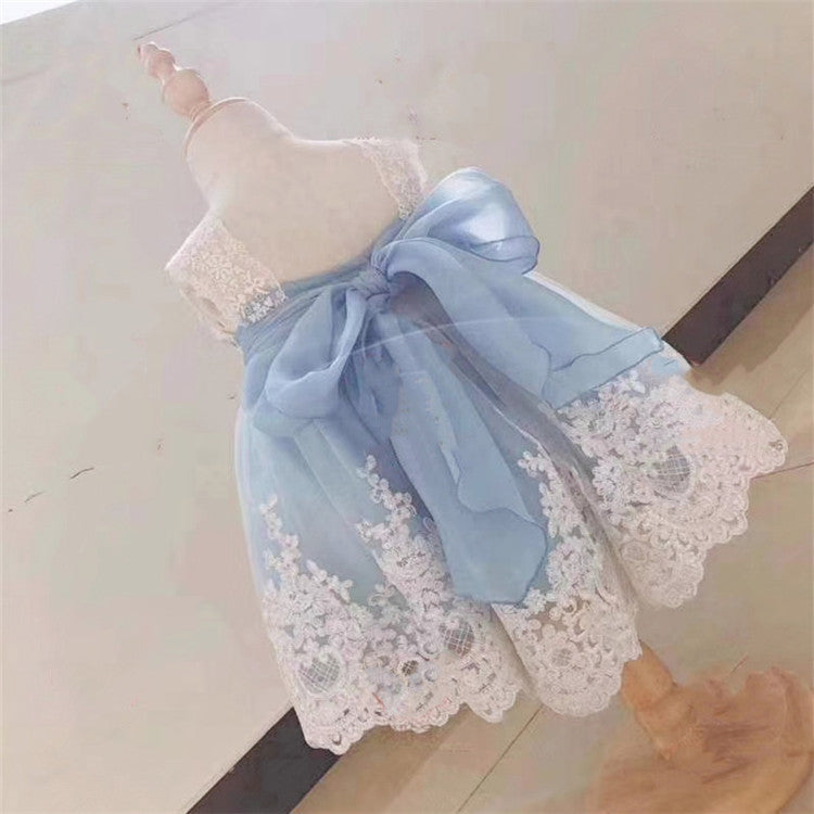 Ocean Blue Princess Birthday Dress for Baby Girls