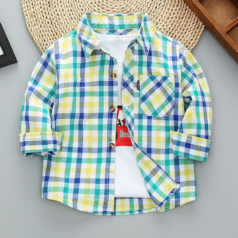 Boys Long Sleeve Plaid Shirt Jacket Spring