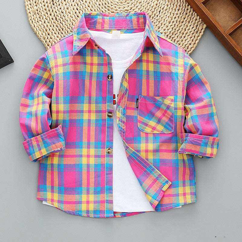 Boys Long Sleeve Plaid Shirt Jacket Spring