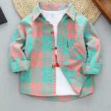 Boys Long Sleeve Plaid Shirt Jacket Spring