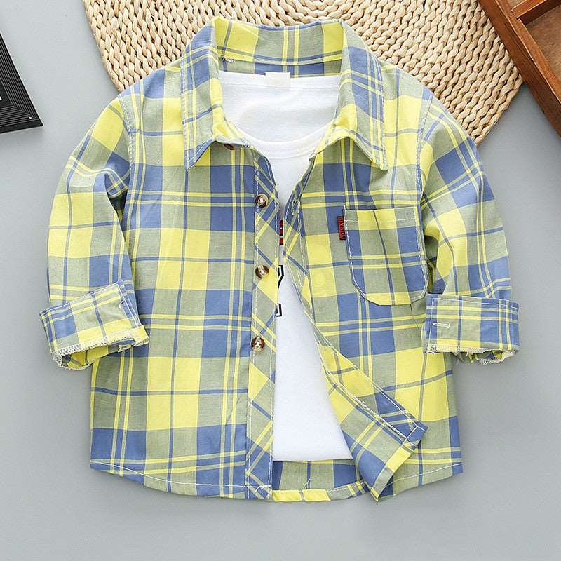 Boys Long Sleeve Plaid Shirt Jacket Spring