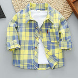 Boys Long Sleeve Plaid Shirt Jacket Spring