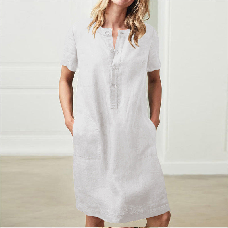 Breezy Linen Blend Short-Sleeved Skirt from Eternal Gleams