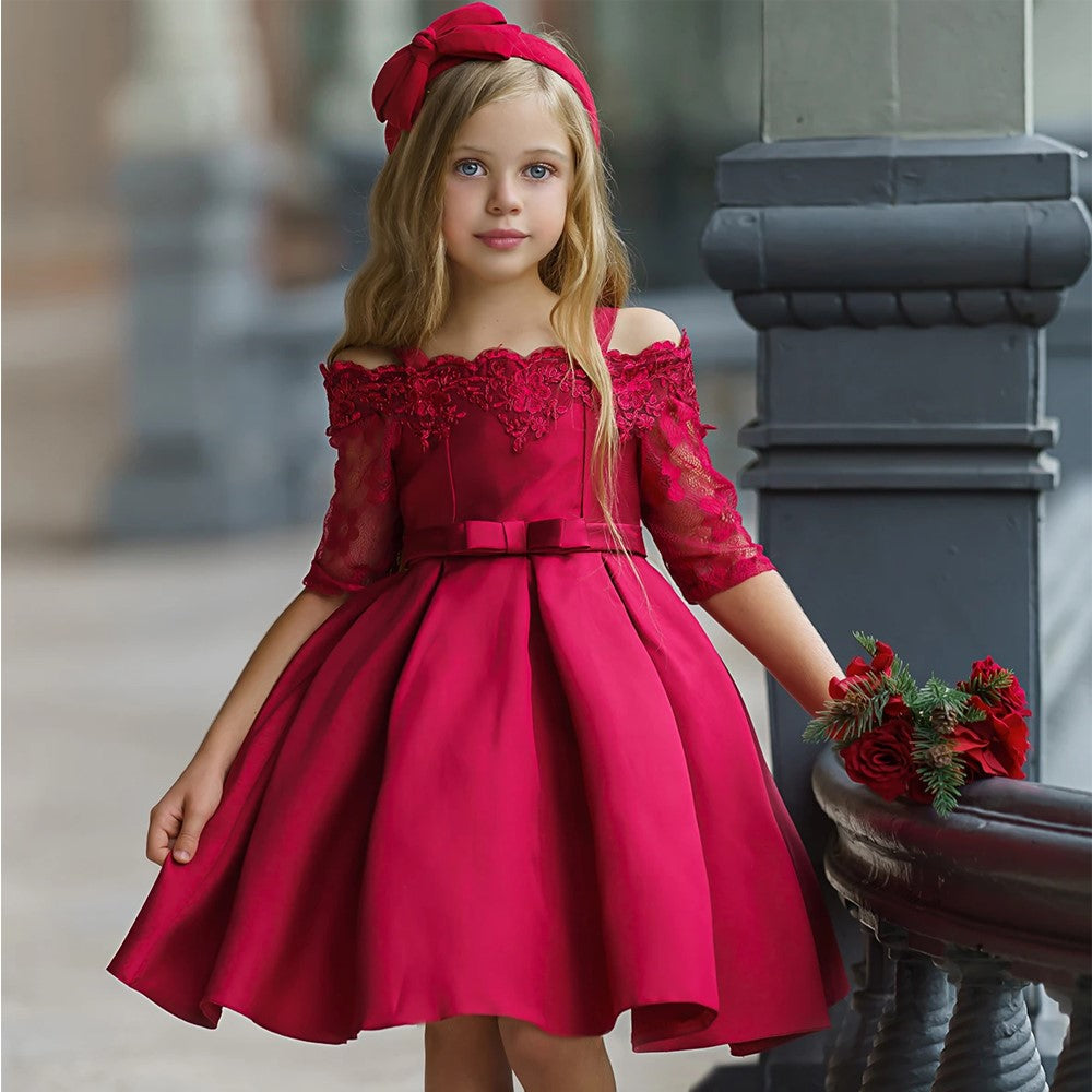 Elegant Off-Shoulder Princess Dress for Girls from Eternal Gleams.