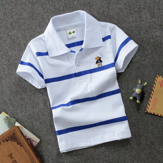 CUHK Children's T-shirt Cotton Striped Lapel Polo Shirt from Eternal Gleams