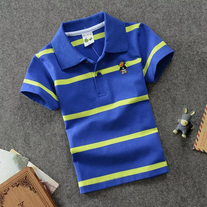 CUHK Kinder-T-Shirt, Baumwolle, gestreiftes Revers-Poloshirt