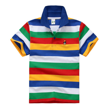 CUHK Kinder-T-Shirt, Baumwolle, gestreiftes Revers-Poloshirt