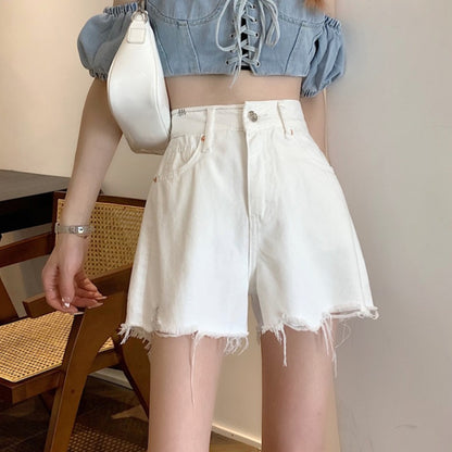 White Denim Shorts Women\'s Summer