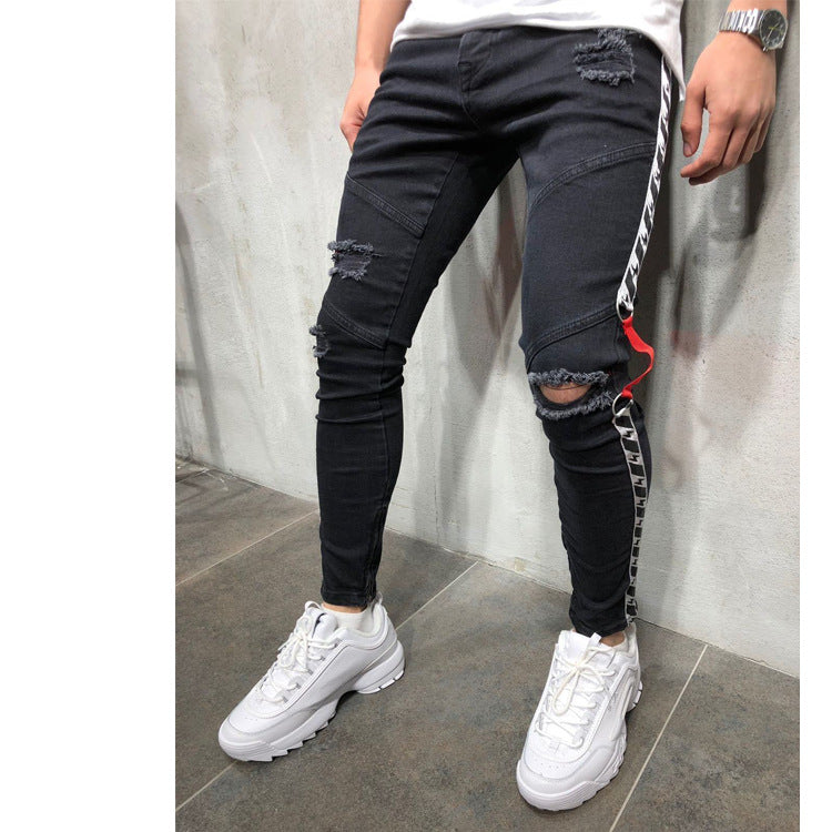 Jeans décontractés rétro pour hommes | Taille basse, coupe crayon, mélange de coton