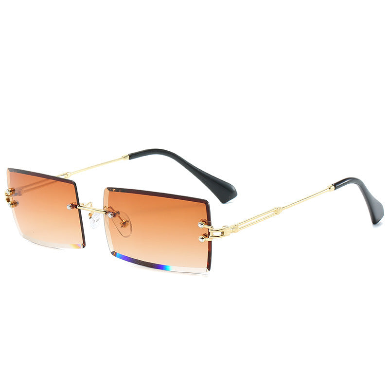 Rimless Rectangle Sunglasses Square Fashion Hip-hop Sunglasses Tide Ins Retro Street Beat Cut Edge Sunglasses from Eternal Gleams