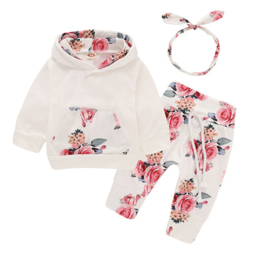 Sweet & Stylish Baby Girl Outfit - Hoodie & Print Pants Set