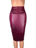 Newly Women High Waist Faux Leather Pencil Skirt Bodycon Skirt Solid Sexy OL Office Skirts from Eternal Gleams