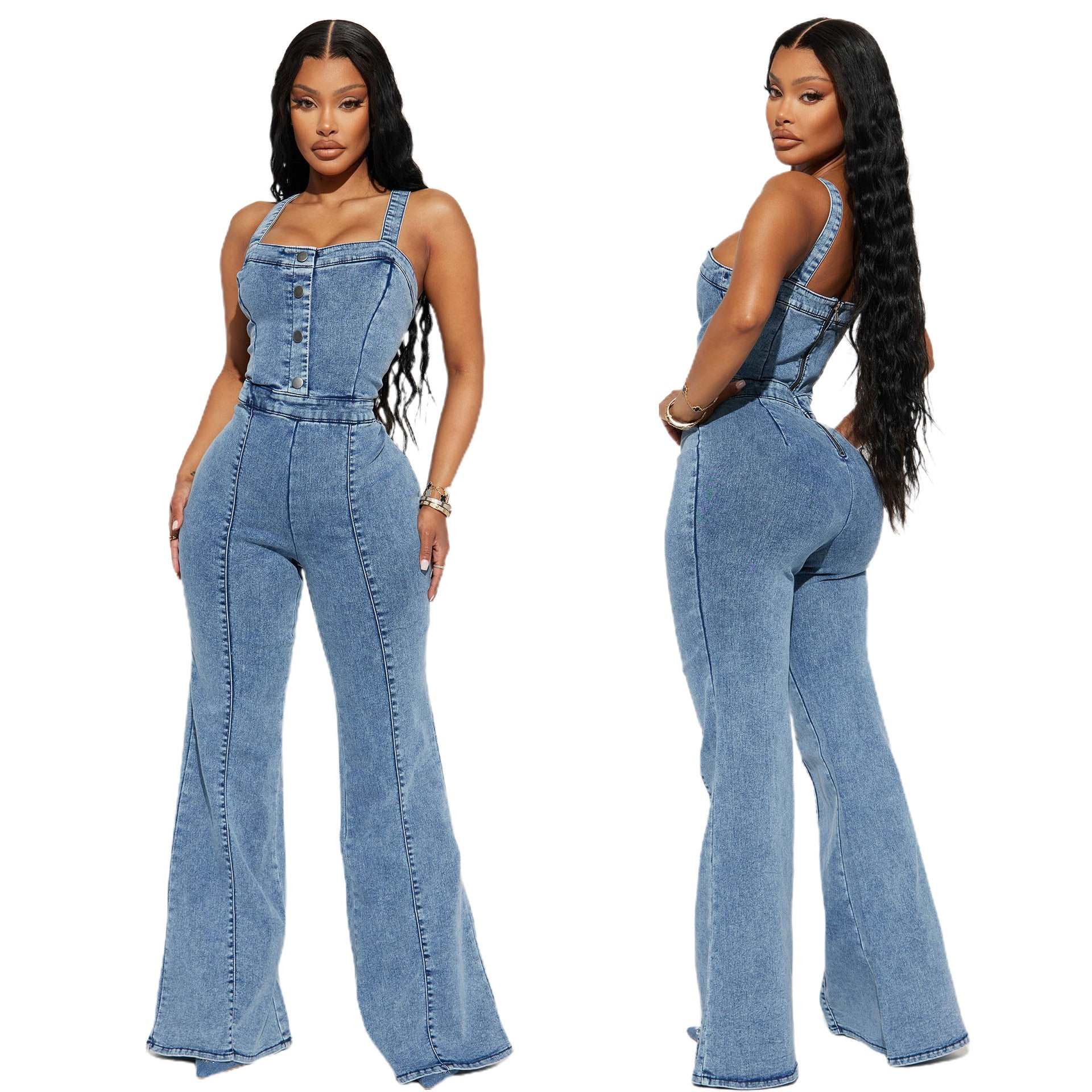 Chic Slim Fit Suspender Jumpsuit Pants