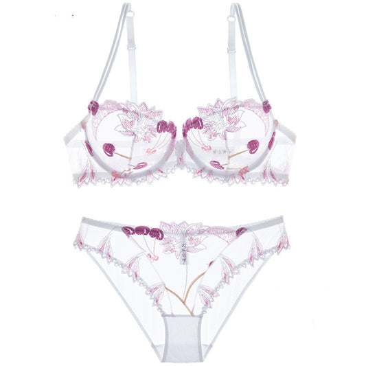 Underwear explosions transparent mesh embroidered bra bra set from Eternal Gleams