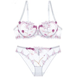 Underwear explosions transparent mesh embroidered bra bra set from Eternal Gleams