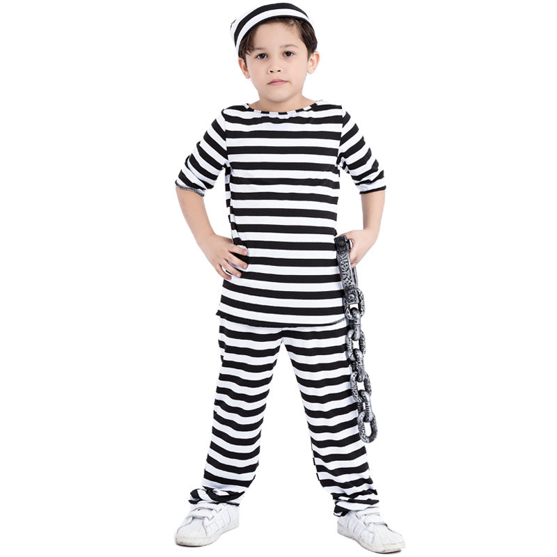 Striped parent-child prisoner costume from Eternal Gleams