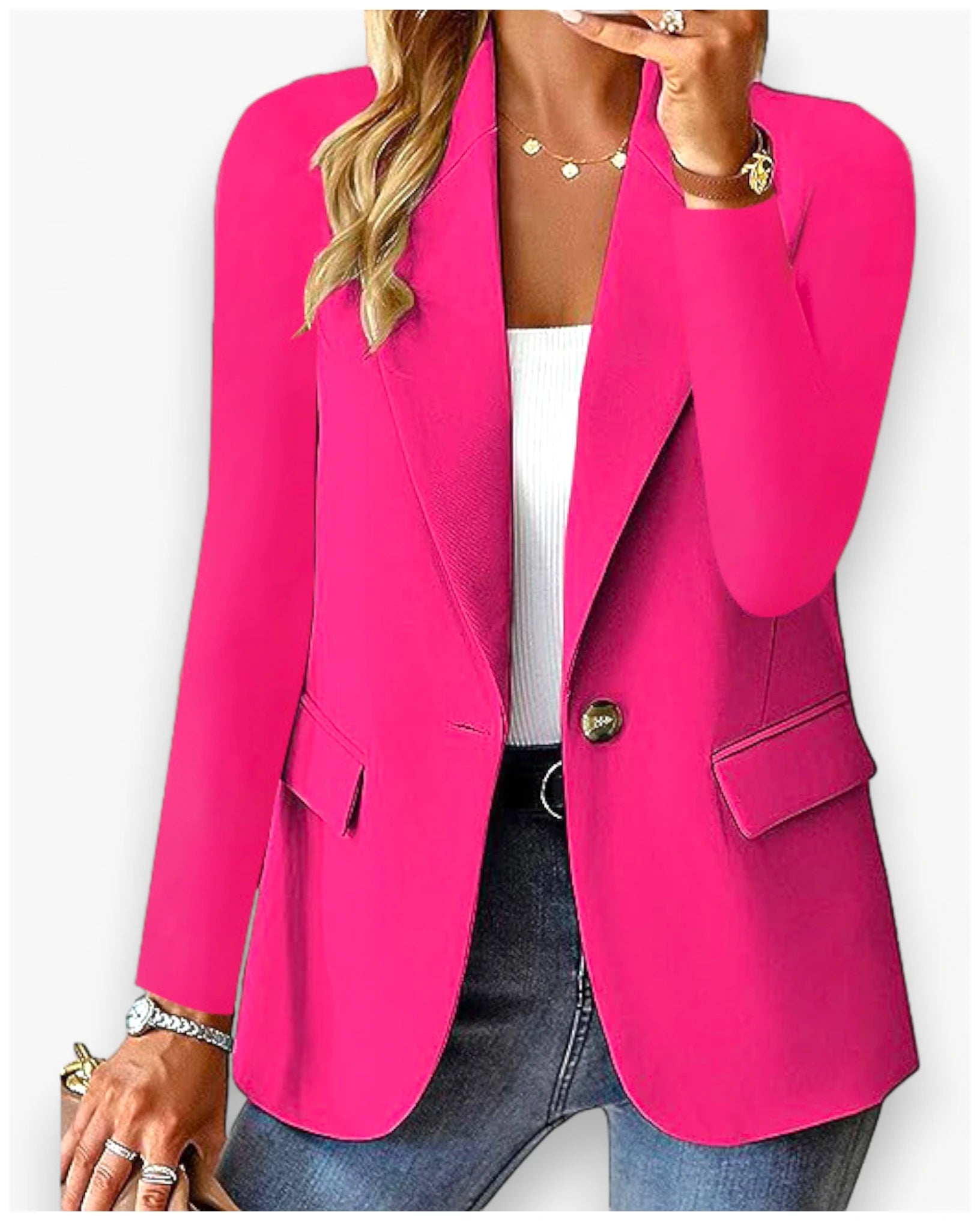 Women's long sleeve solid color cardigan suit jacket for autumn