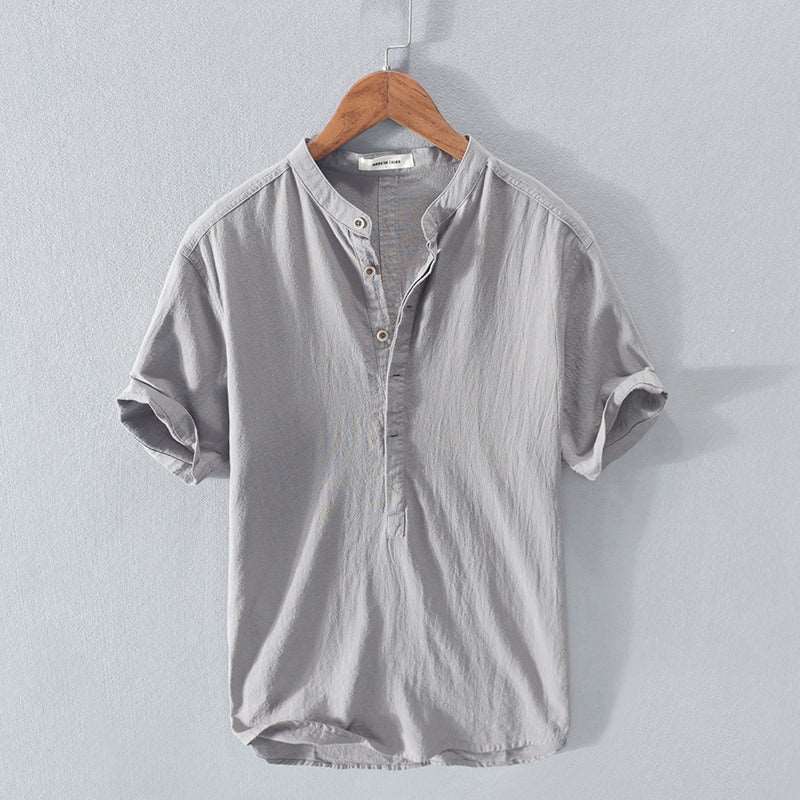 Japanese Retro Stand Collar T-shirt for Men