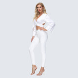 Women's White Ankle Tight High Waist Skinny Jeans from Eternal Gleams