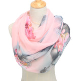 Blossom Breeze: Retro Ethnic Georgette Scarf Shawl from Eternal Gleams