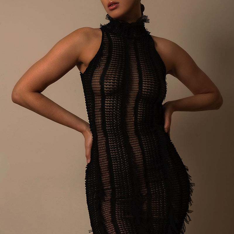 Summer Fashion Wispy See-through Halter Neck Turtleneck Dress from Eternal Gleams